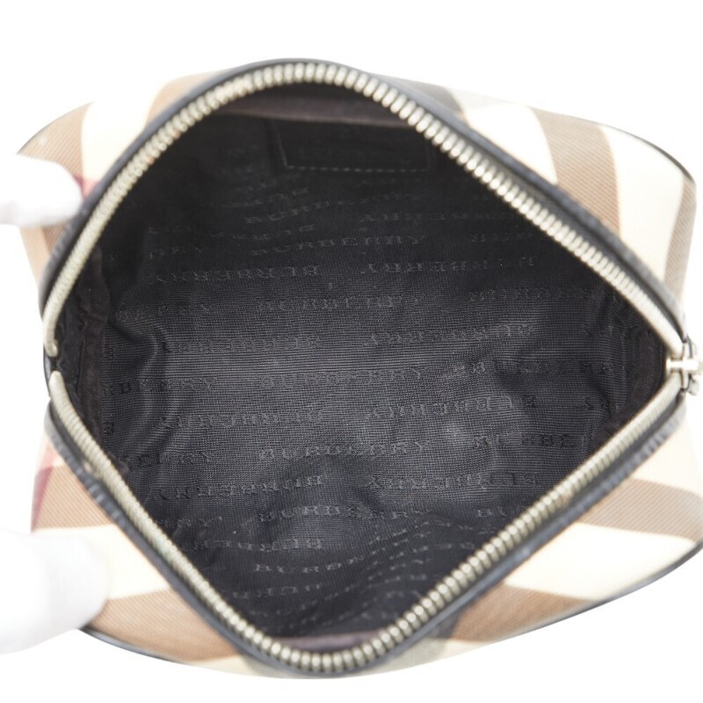 Burberry Nova Check Pouch Beige Tan Black Multicolor Leather - Picture 9 of 9